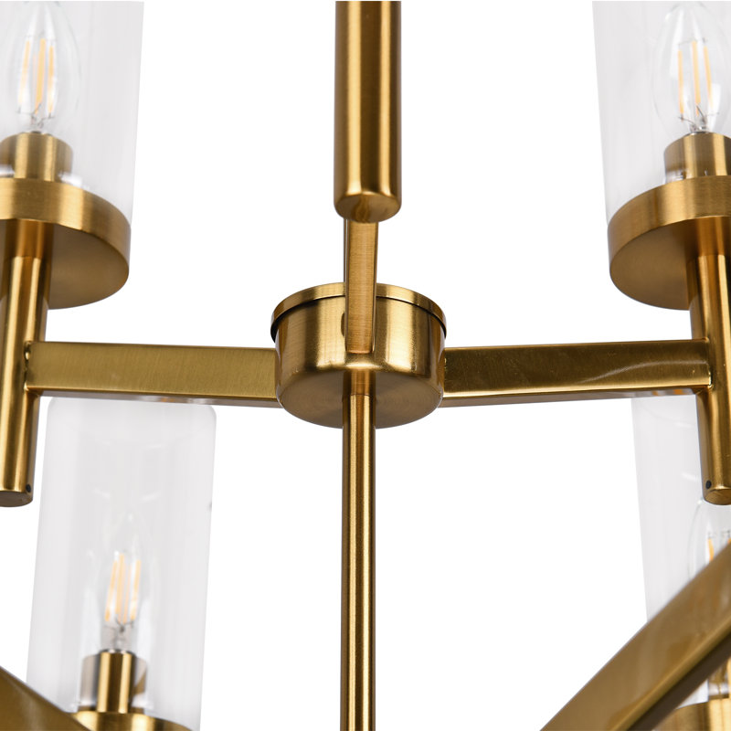 Lustre gradué à 9 lumières à niveaux, Doré