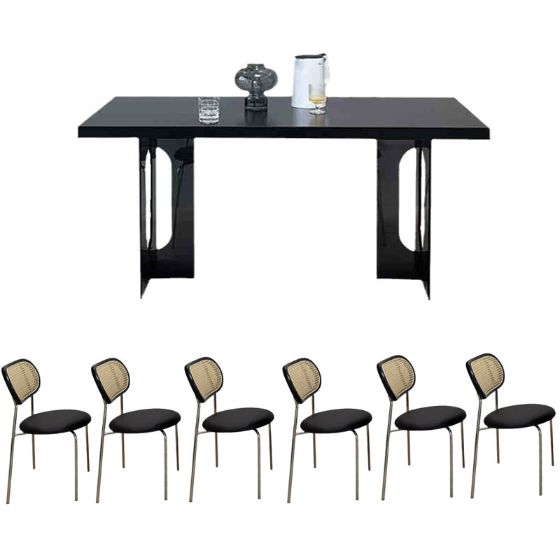 Table de roche noire moderne à base acrylique minimaliste, H 29,5 po x L 55,1 po x l 31,5 po