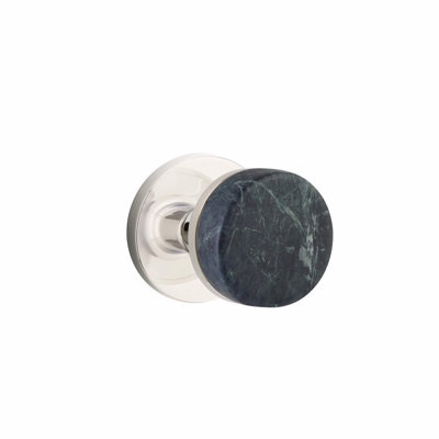 Ensemble de boutons de passage Emtek Select, rosette à disque, tige conique, bouton en marbre vert