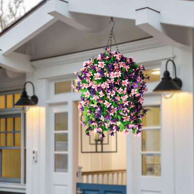 Silk Orchids Hanging Basket Arrangement in Basket