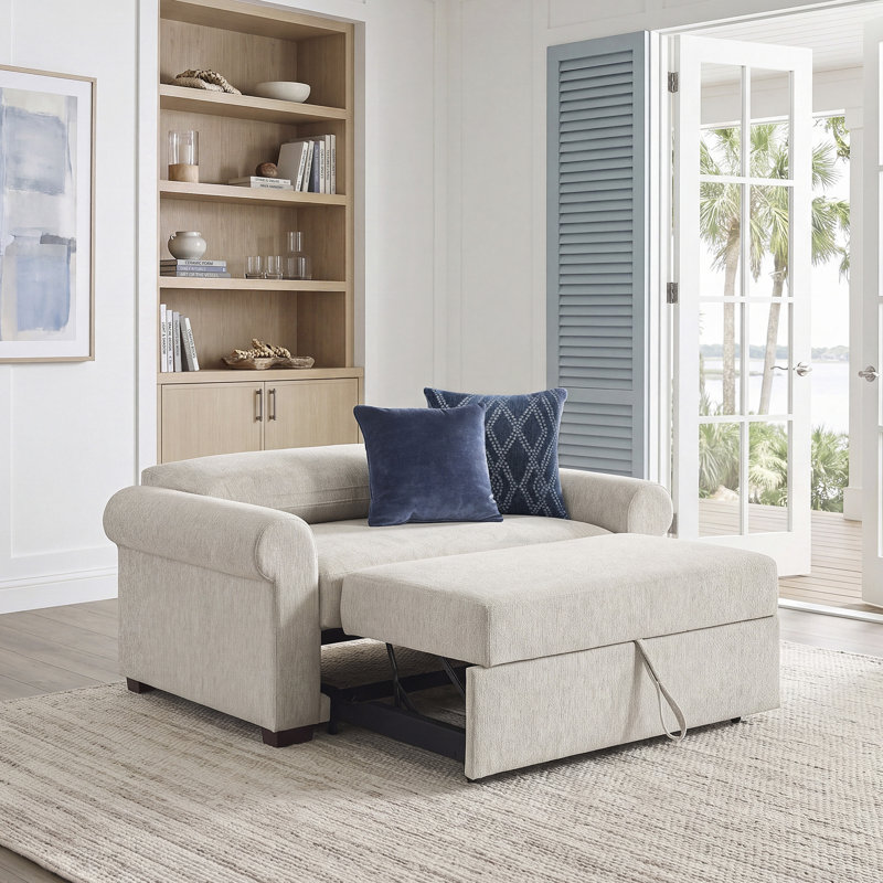 Chaise convertible en demi-fibre et en demi-lit 60,5 po Marlborough, Beige