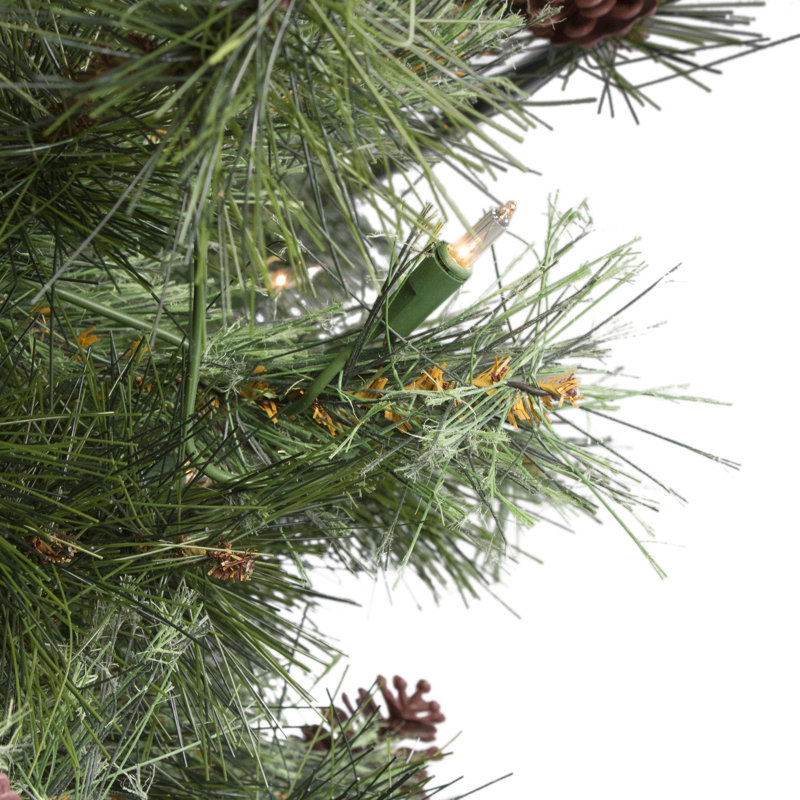 Arbre de Noël artificiel pin ou mur de porte 3 pi pré-éclairé Country Mixed