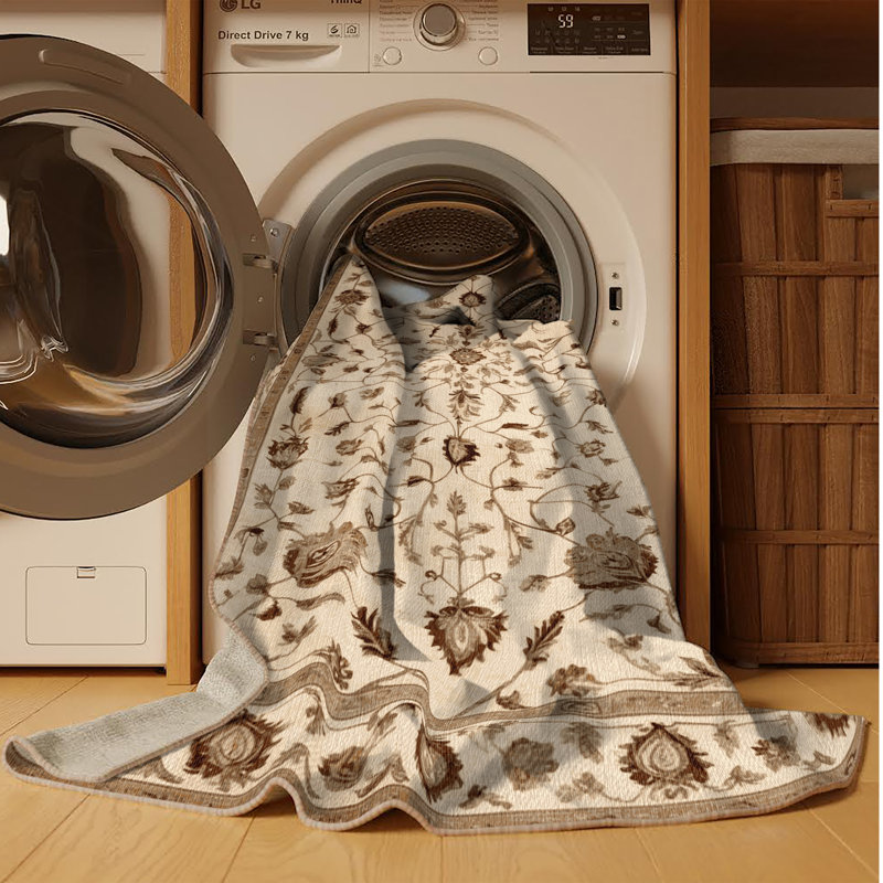 Machine Washable Persian Brown Area Rug, Rectangle 2' x 3'