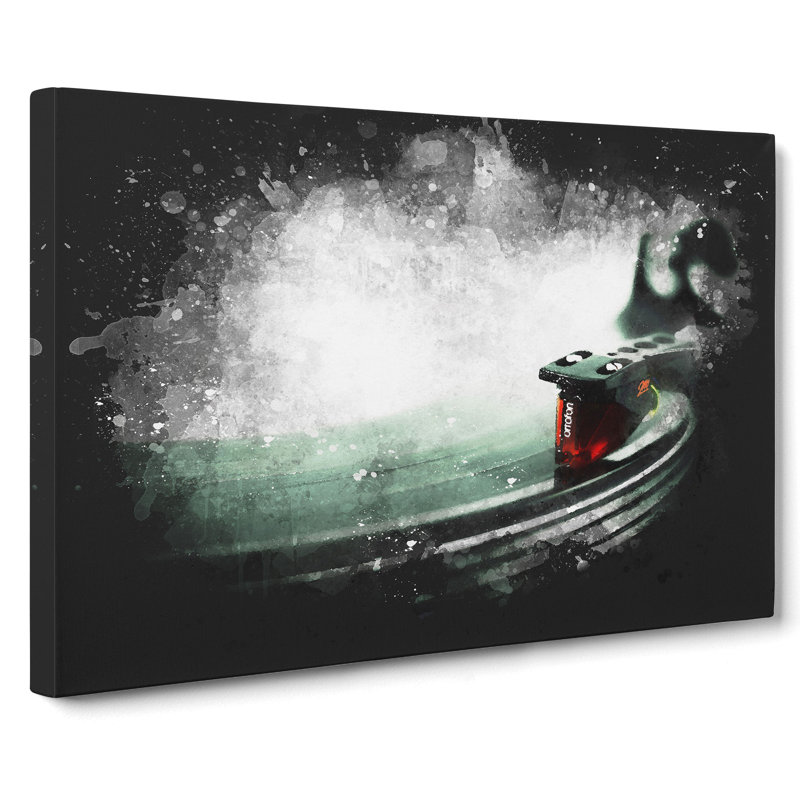 The Needle Of The Record Player Paint Splash - Wrapped Canvas, 50cm H x 76cm W x 3cm D