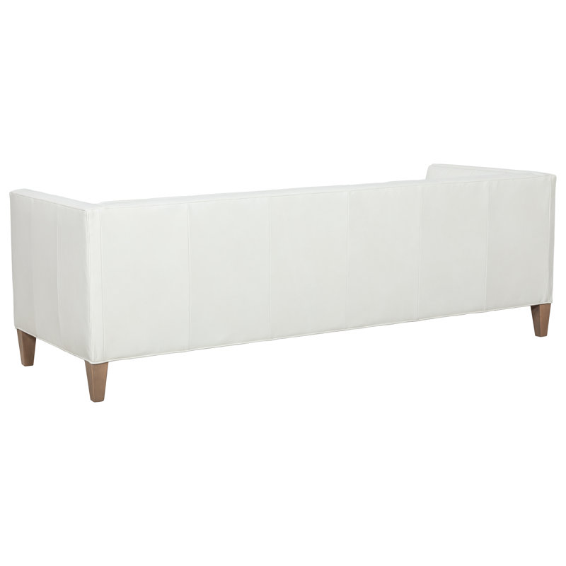 Dominique Leather Sofa, 1111 Brown, Almond Buff, 85"