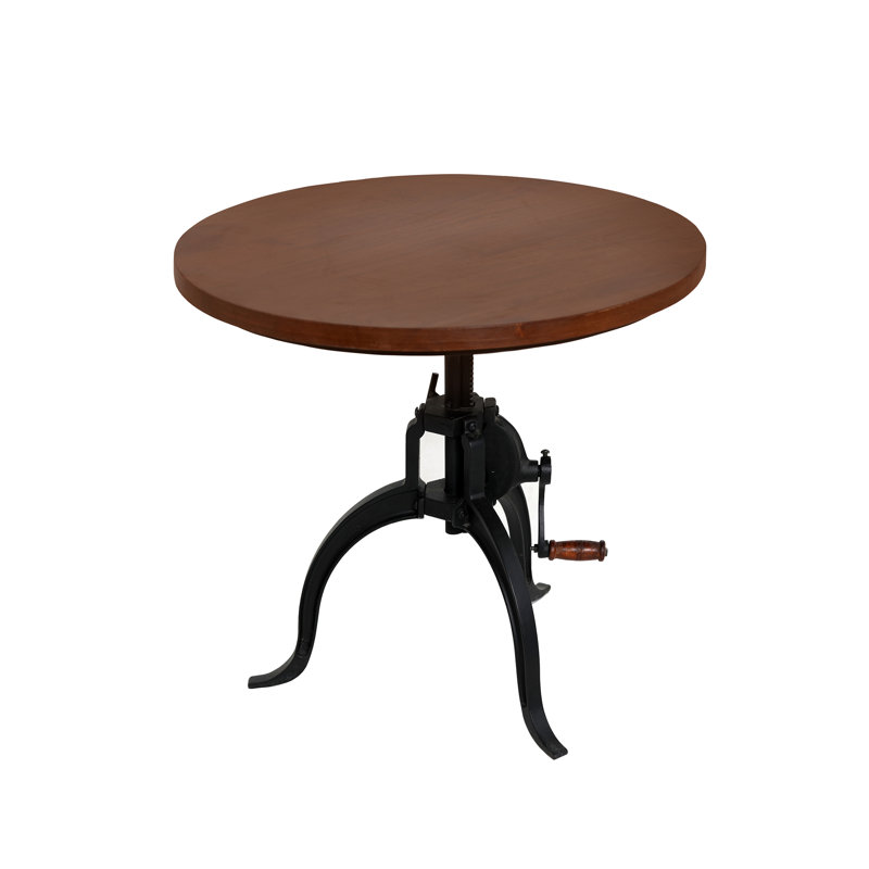 Table basse ronde ajustable 28 po avec rangement Rustic Brown, Brun foncé, Noir