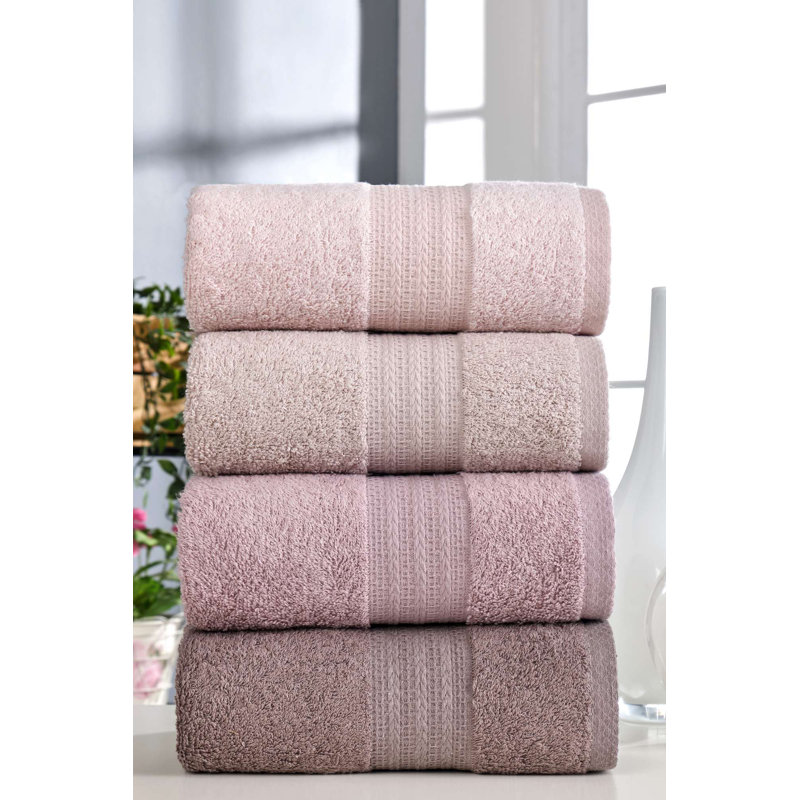 Ensemble de 4 serviettes de bain souples et absorbantes, 19,7 po x 33,5 po | 100% coton, lavable à la machine (jusqu'à 104 ° F) | Parfait pour la salle de bain, la salle de sport et le spa - Confort luxueux et durabilité