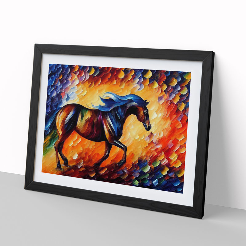 Horse Vol.3 Abstract 1 Piece Single Picture Frame Painting, 25cm H x 34cm W x 2cm D, Black