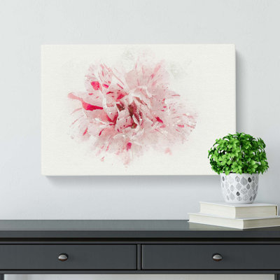 Striking White & Pink Carnation in Abstract - Wrapped Canvas