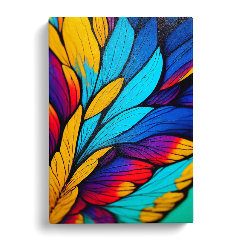 Feathers In Technicolour Abstract - Wrapped Canvas, 50cm H x 35cm W x 3cm D