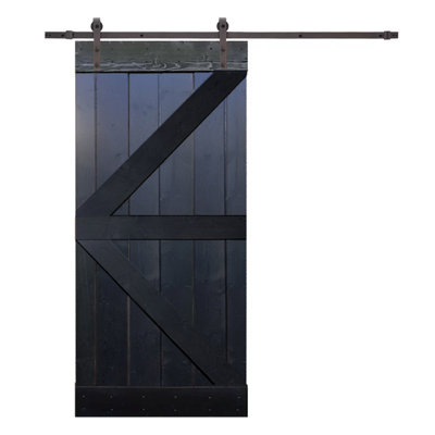 84'' Solid Wood Paneled Painted without Installation Hardware Kit Barn Door