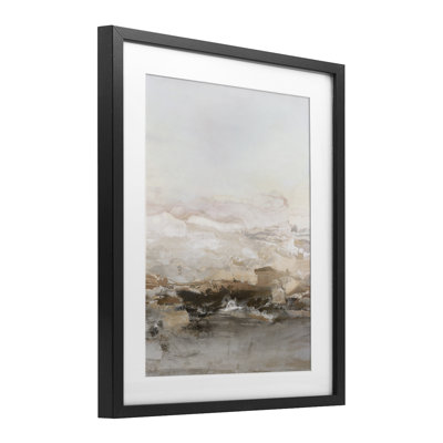 «Neutral Toned Abstract Horizon», reproduction encadrée sous verre, design par Hazel J.