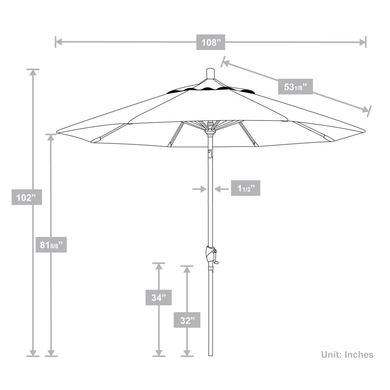 Parasol 108 po Market Sunbrella, Sunbrella® mangue rayé Dolce