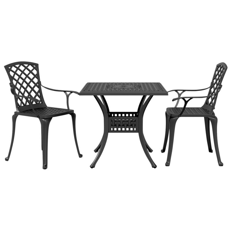 3 Piece Bistro Set Cast Aluminium, Black