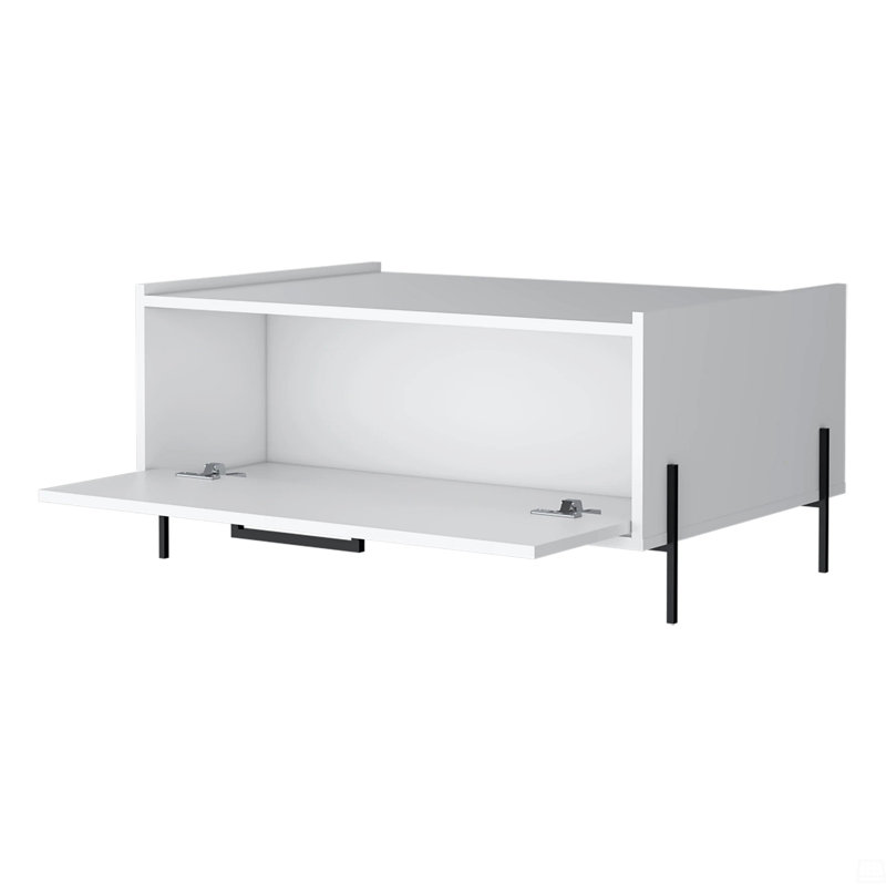 Table basse avec porte rabattable, Blanc