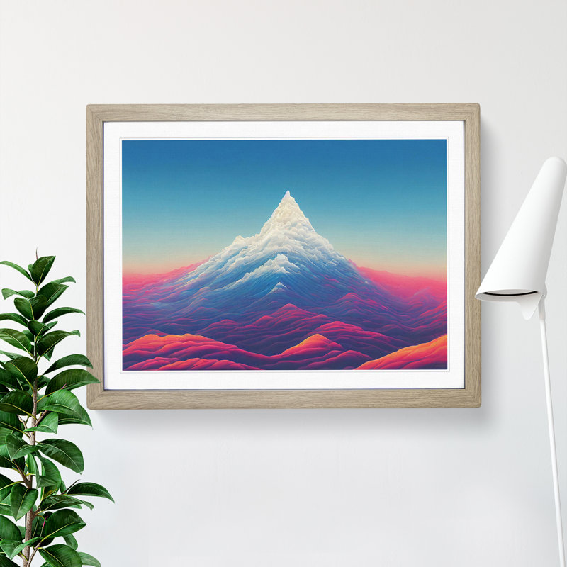 Splendorous Colourful Mountain - Framed Print, 46cm H x 64cm W x 2cm D, Oak