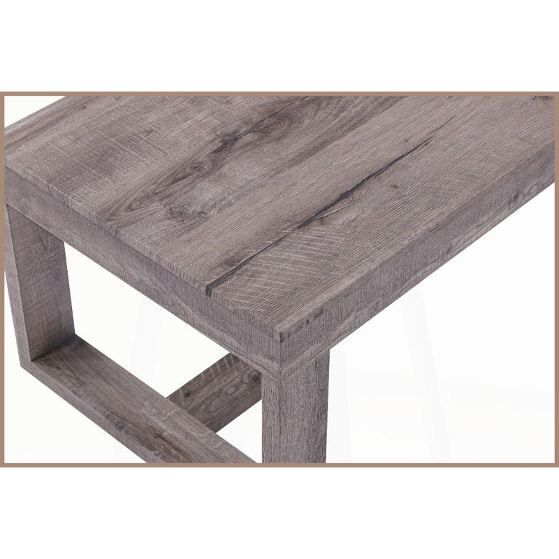 Table basse contemporaine de style rustique brun-gris avec plateau rectangulaire Assemblage facile