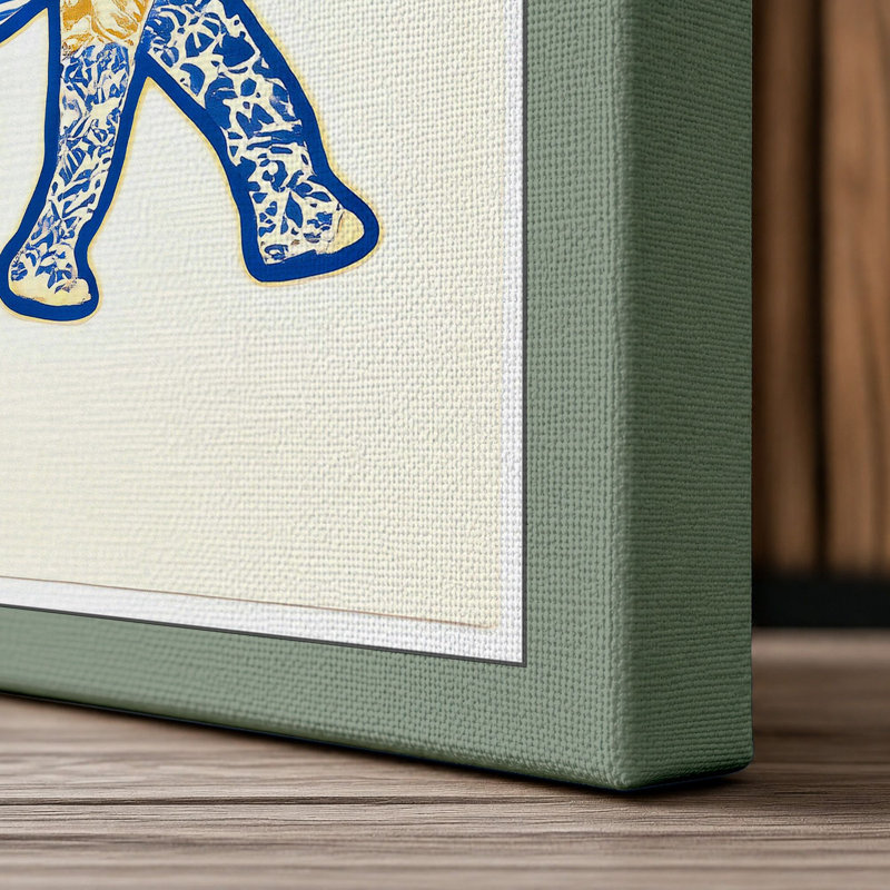 Elephant With Palms Boho - Print, 24x16 - 61.0 x 40.6 cm, Sage Border