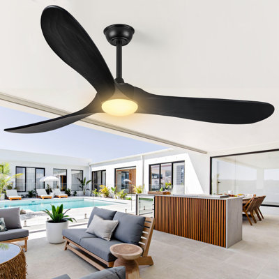 60" 3-Blade Wood Ceiling Fan with Light, 6-Speed Remote Control, Reversible Motor, 3CCT, Dimmable, Timer & Memory Function