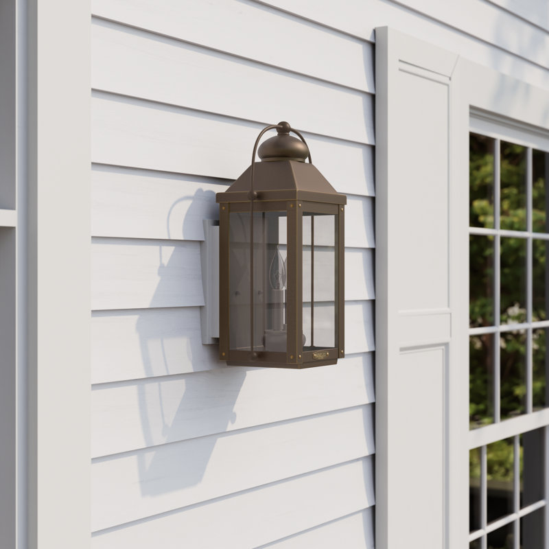 Anchorage Outdoor Wall Mount Carriage Lantern, Light Oiled Bronze, 17.75" H x 9.25" W x 7.75" D