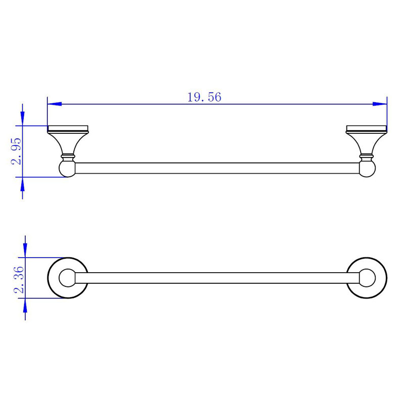 Zurich Single Towel Bar - Wall Mount Brass/Polished Chrome, Polished Chrome