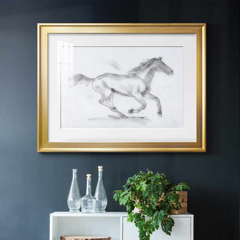Smoke Stallion I, reproduction d'art encadrée, Or, H 27 po x l 39 po x P 1,5 po