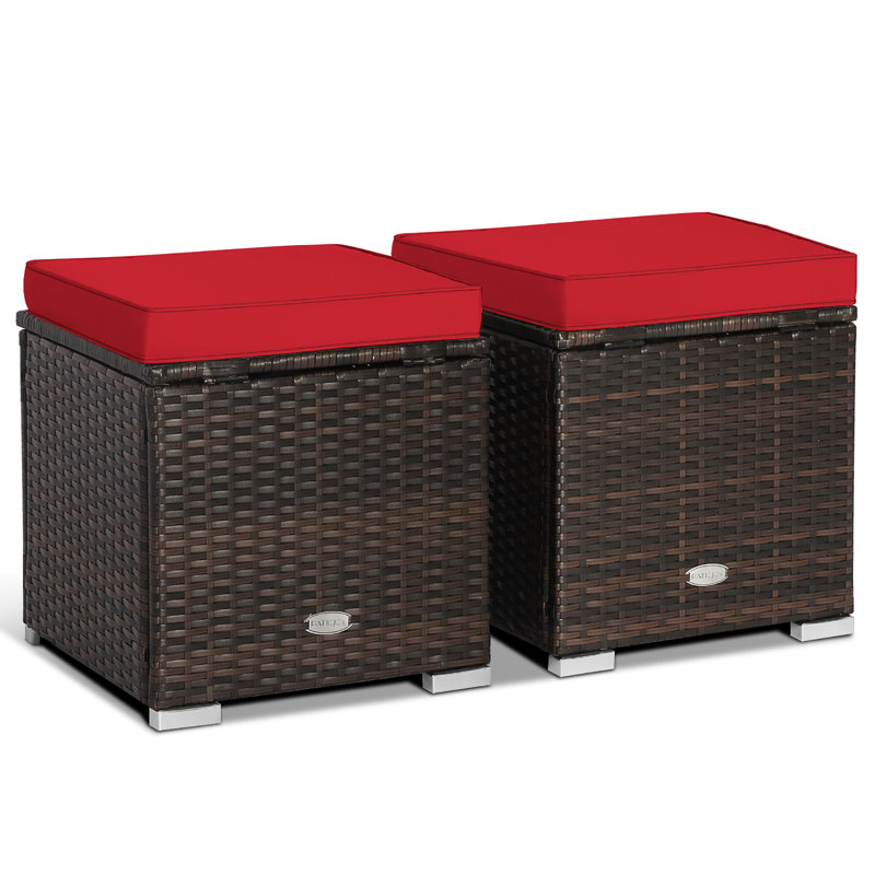 Repose-pieds d'extérieur avec coussin Brynjar, Rouge