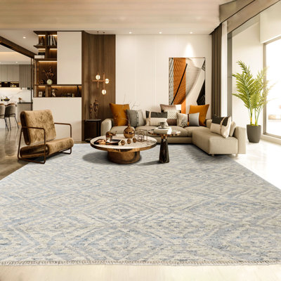 Tapis multi-tailles en laine noué à la main gris Oushak Southwestern