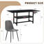 Ensemble de salle à manger 6 pièces en lin et coton gris foncé avec table rectangulaire en panneau de fibres à densité moyenne noir et tablette de rangement intégrée pour les cuisines modernes