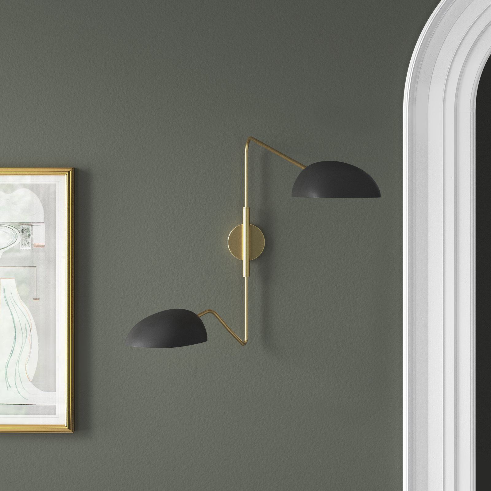 Adarna 2 Light Dimmable Swing Arm Sconce, Midnight Black