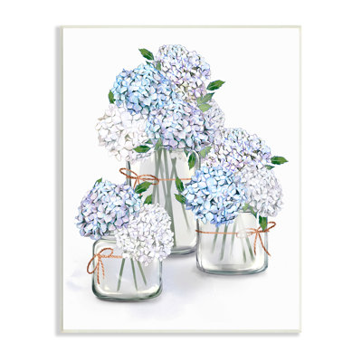 " Delicate Hydrangea Blossoms Arrangement Glass Jars " by Ziwei Li