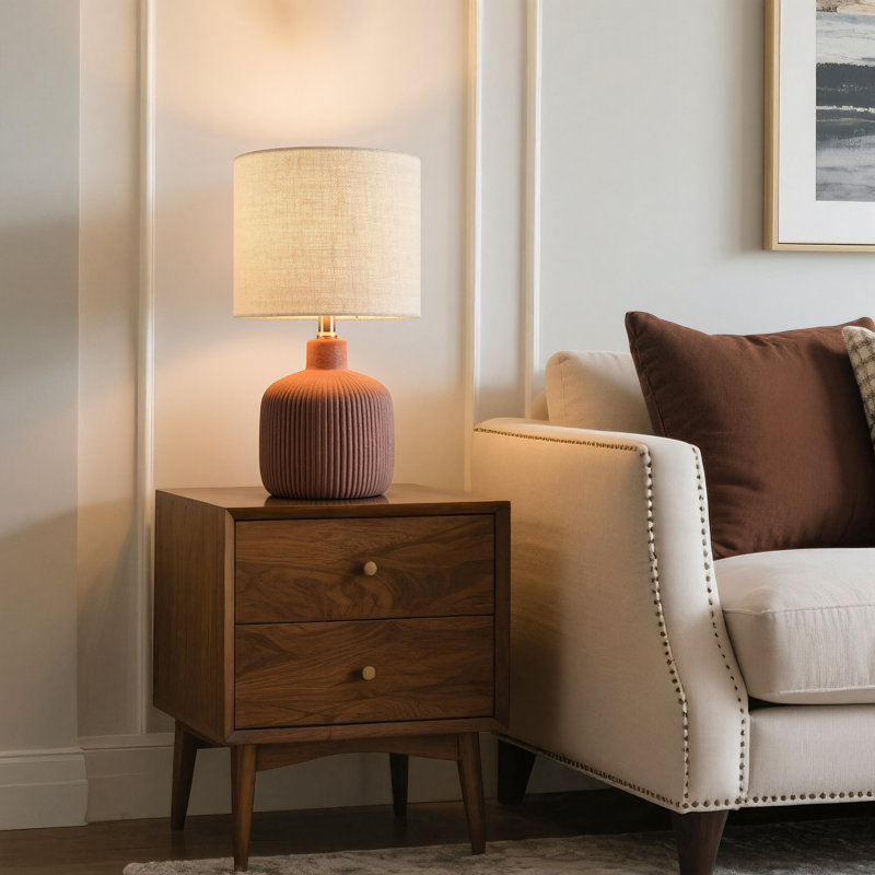 Lampe de table en céramique 17,5 ", Brun