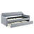 Twin Size Upholstery Daybed With Twin Size Erectable Trundle And USB Charging Design, Linen Grey-1312632961