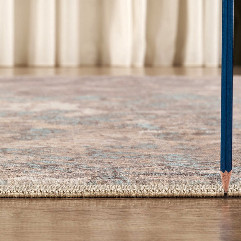 Tapis artistique, Rectangle 5 pi 3 po x 7 pi 3 po, Bleu