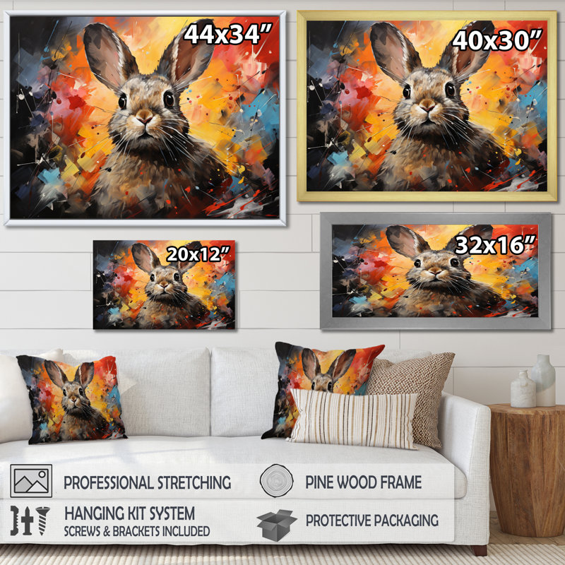 Collage Lapin Energetic Hopper II, Toile tendue, H 16 po x l 32 po x P 1 po