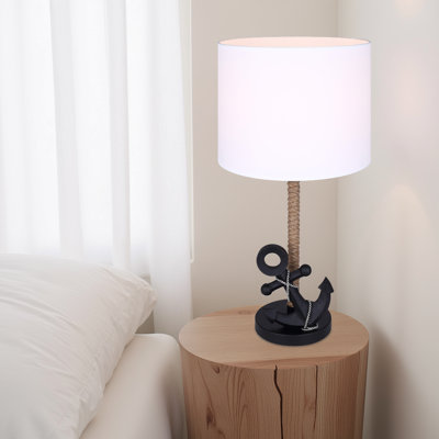Ahylin 1 Light Table Lamp With Matte Black Finish And White Shade