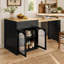 Table de bar extensible UNAROZ avec roulettes, prise électrique et rangement pour bouteilles de vin-1501565307