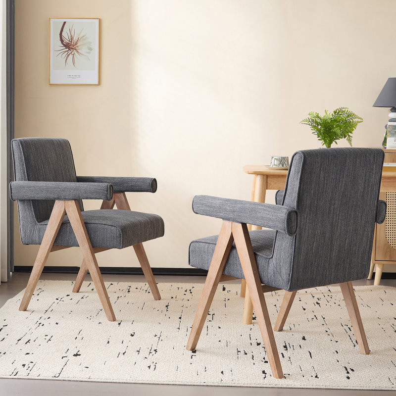 Fauteuil de salle à manger en tissu Poppy, Gris anthracite
