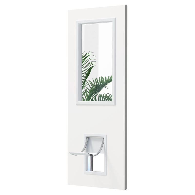 Porte extérieure - Porte avant extérieure à panneau 1Lite avec trou pour animal de compagnie, poignée et montant non inclus