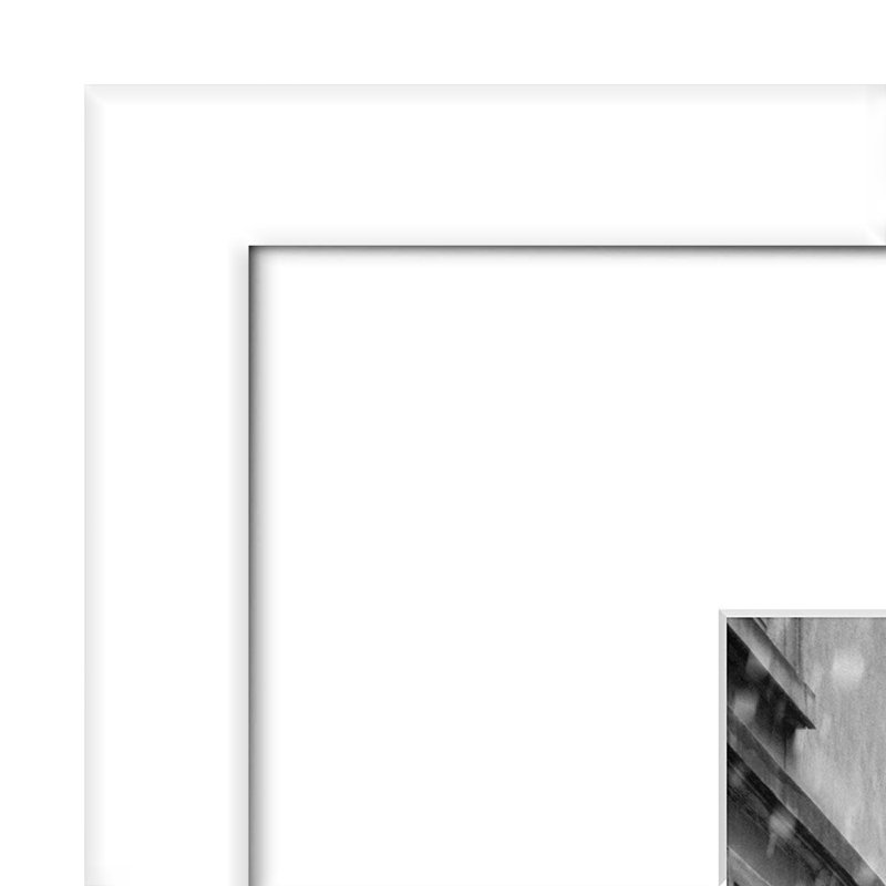 Cadre photo avec passe-partout Damaine - Bois d'ingénierie et verre incassable, Blanc, 9 po x 12 po