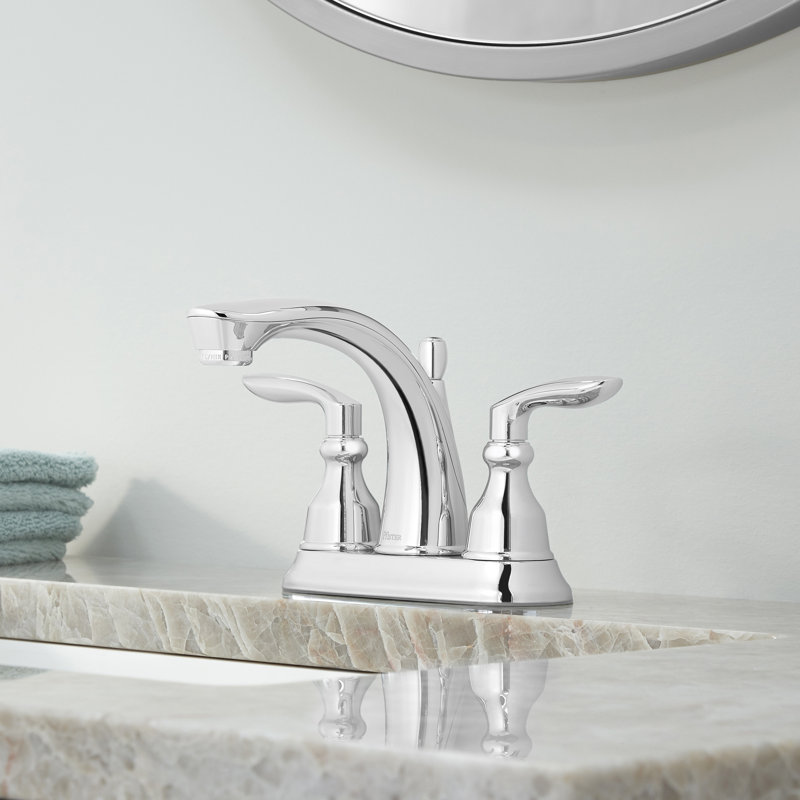 Robinet de salle de bain à poignée double avec drain Avalon, Chrome poli