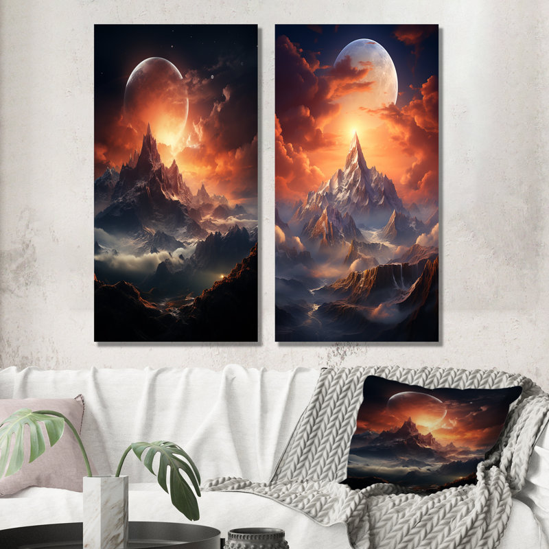 Ensemble de salon mural Lunar Space Mountain, H 28 po x l 25 po, Toile tendue