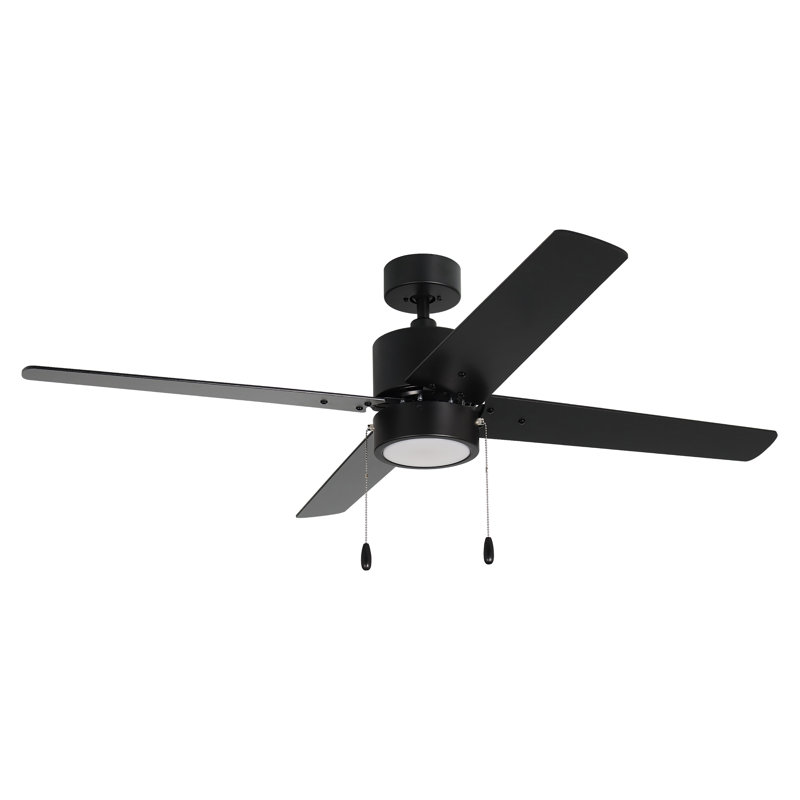 Ventilateur de plafond d'intérieur 4 pales Scoggins, Noir mat, Noir mat