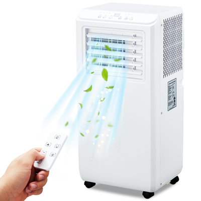 Climatiseur portatif 10000 BTU, climatiseur 3 en 1 avec télécommande, minuterie 24 heures, rafraîchit jusqu'à 450 pieds carrés, faible bruit, économie d'énergie, parfait pour la chambre à coucher ou le bureau