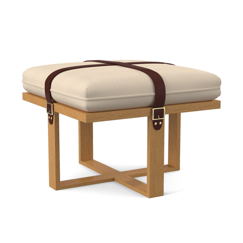 Square Ottoman, Amber, Filigree Ivory 100% Polyester