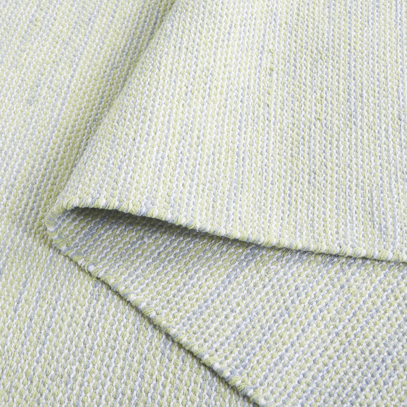 Tapis vert / ivoire en coton fait à la main Dallis, Rectangle 4 pi x 6 pi