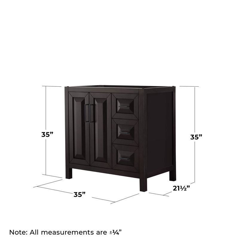 Base de meuble-lavabo simple pour salle de bain 35" avec armoire à pharmacie seulement Daria, Espresso foncé / noir mat
