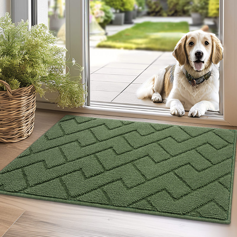 Dirt Trapper Non Slip Backing Washable Door Mat, green, 31.5*20
