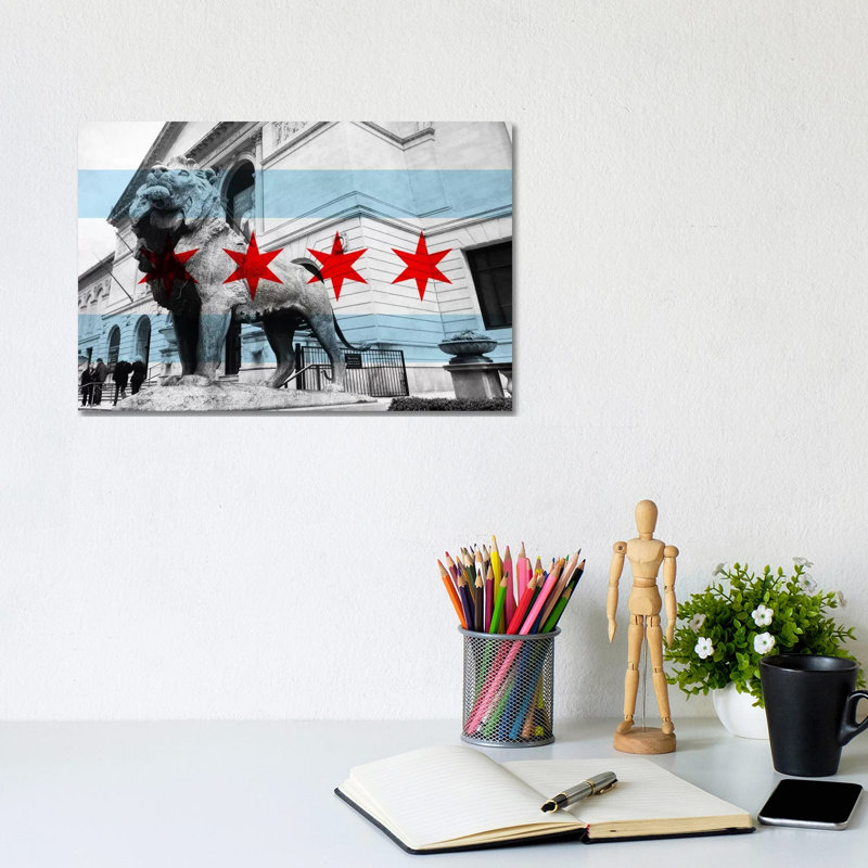 Chicago FlagArt Institute Of Chicago - Wrapped Canvas Print, 20.32 cm H x 30.48 cm W