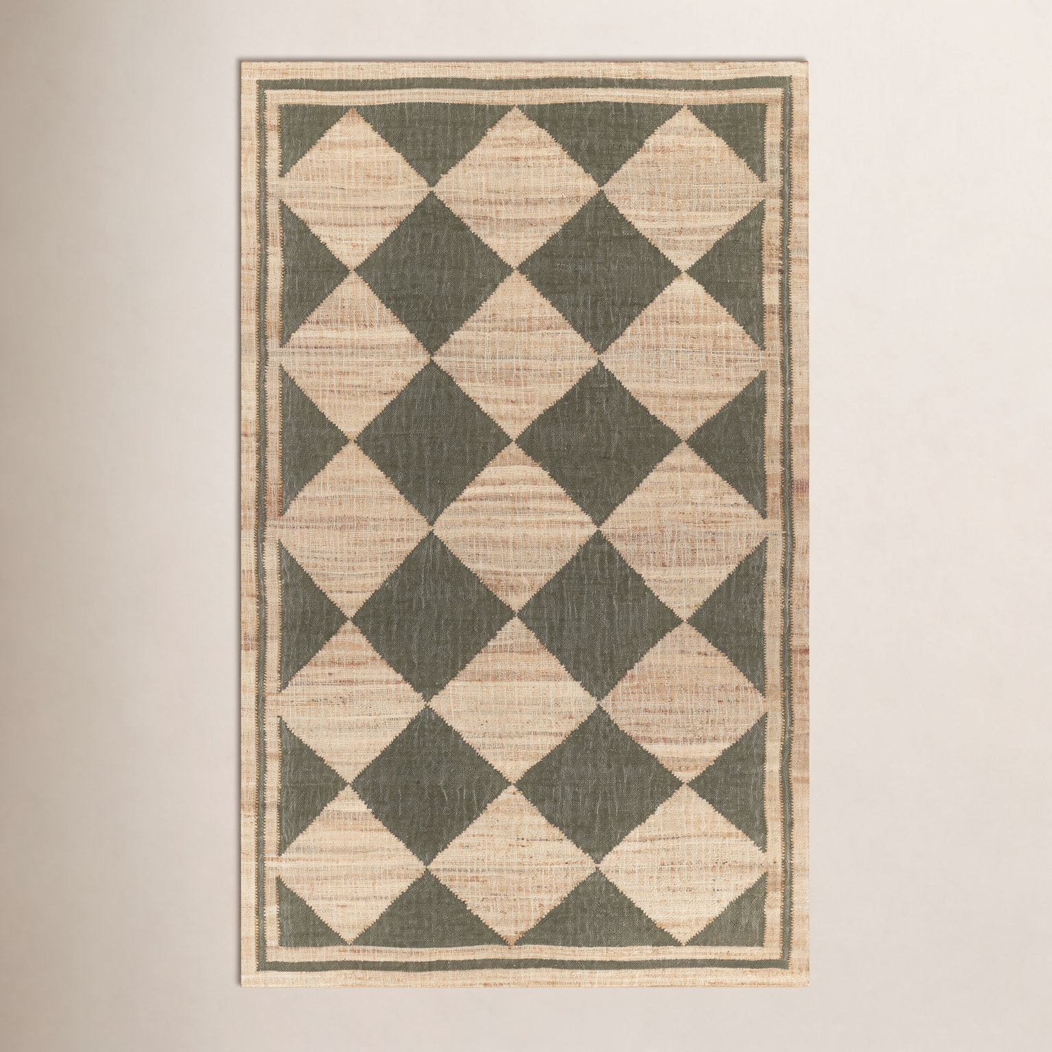 Orchard Green Hand-Woven Geometric Jute Rug, Rectangle 5' X 8'